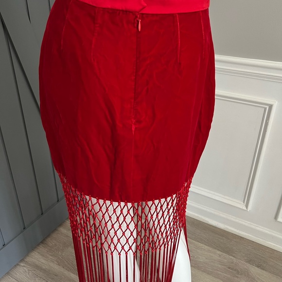 Vintage Red Velvet Skirt - Picture 8 of 11